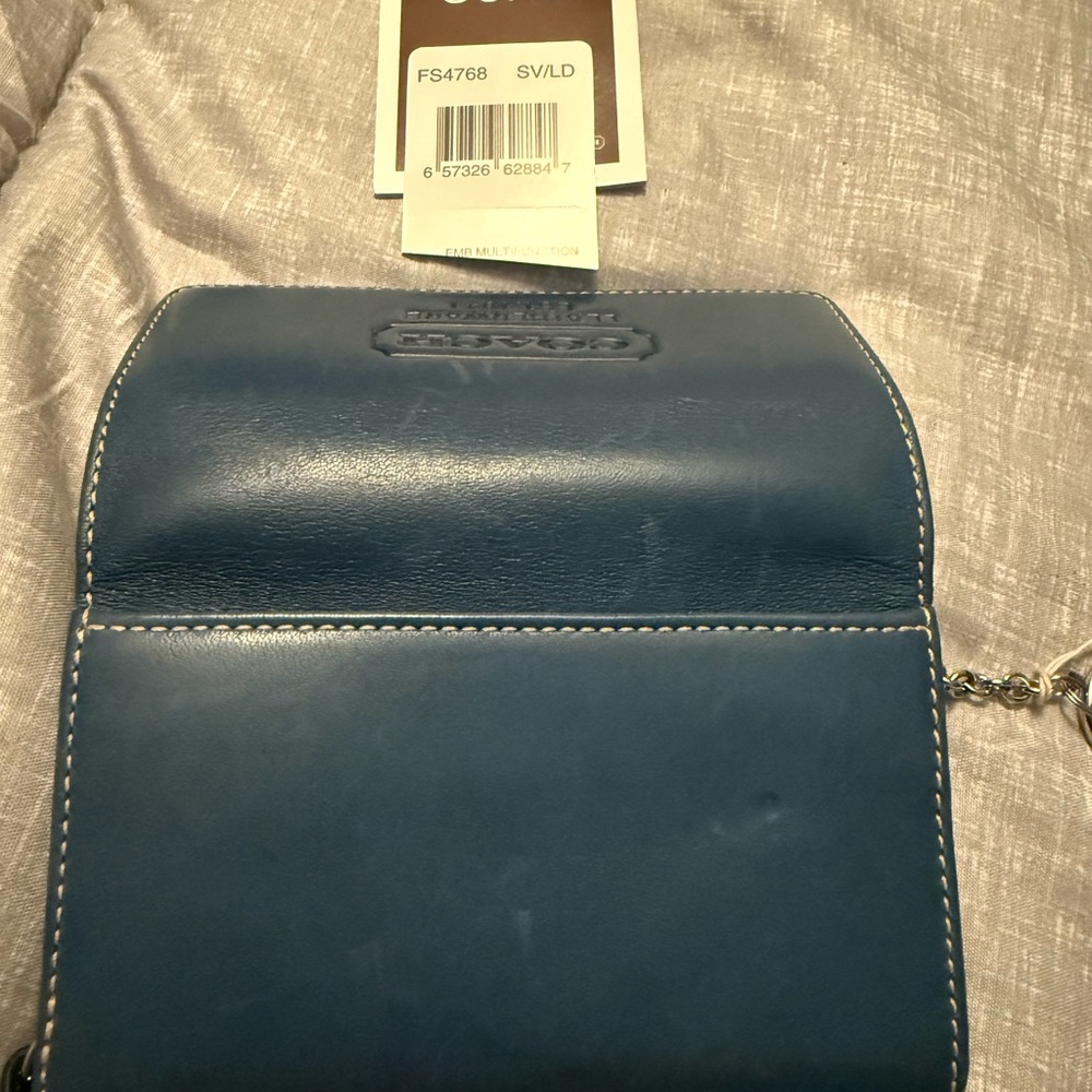 Coach Blue Leather Wallet with Clip - Picture 7 of 7